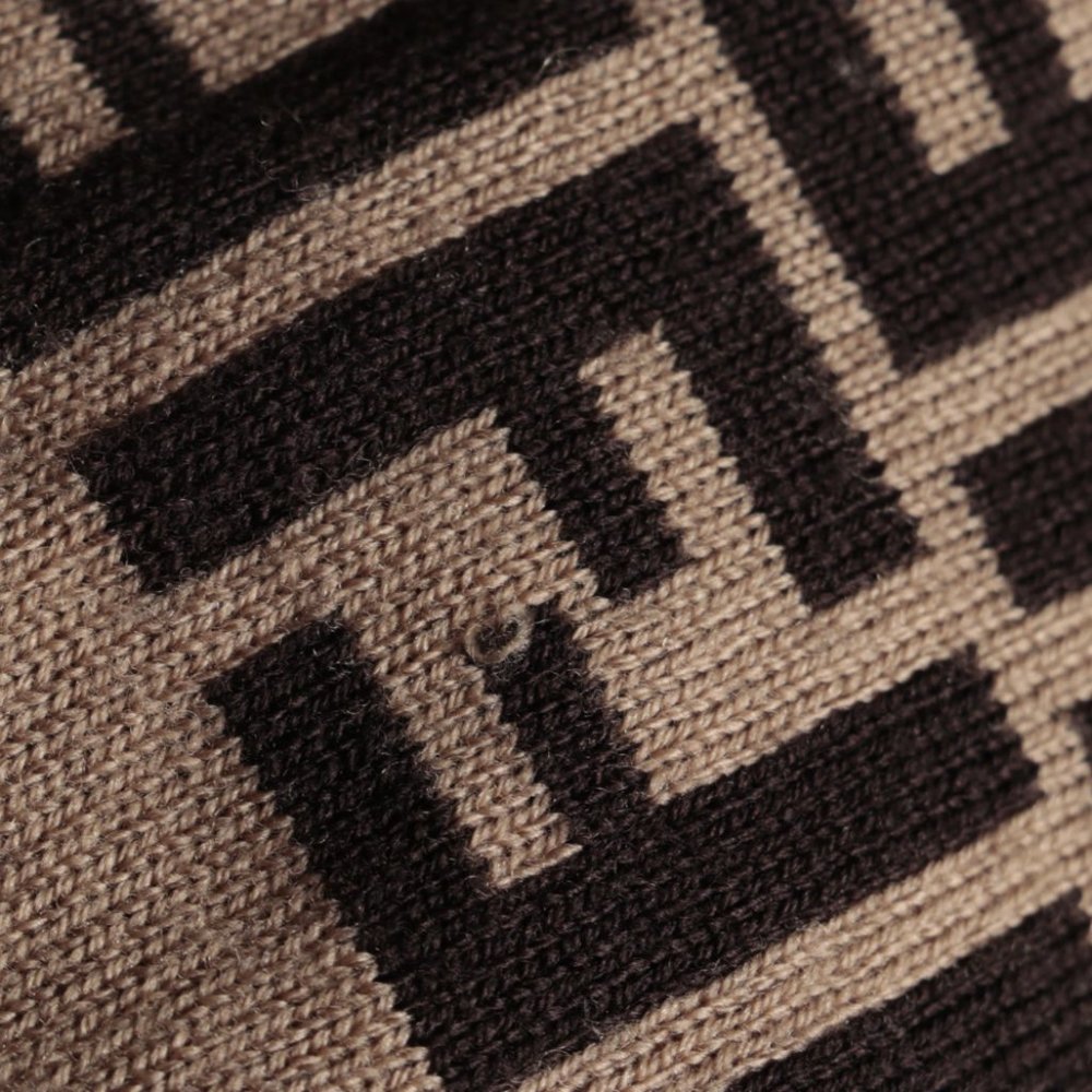 Fendi FF Logo Reversible Wool Intarsia Knit Scarf - Picture 7 of 8